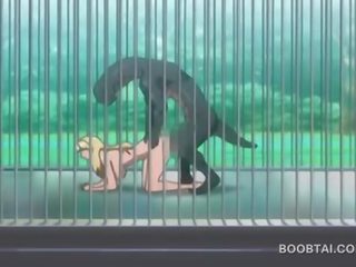 Rondborstig anime jong vrouw kut genageld hard door monster